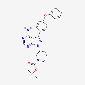(R)-tert-Butyl 3-(4-amino-3-(4-phenoxyphenyl)-1H-pyrazolo[3,4-d]pyrimidin-1-yl)piperidine-1-carboxylate chemical structure (CAS 1022150-11-3)