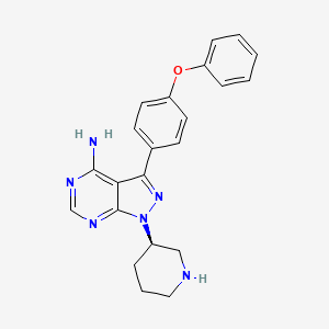 (R)-3-(4-Phenoxyphenyl)-1-(piperidin-3-yl)-1H-pyrazolo[3,4-d]pyrimidin-4-amine chemical structure (CAS 1022150-12-4)