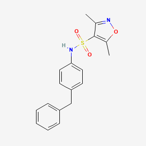 N-(4-Benzylphenyl)-3,5-dimethylisoxazole-4-sulfonamide chemical structure (CAS 1022417-69-1)