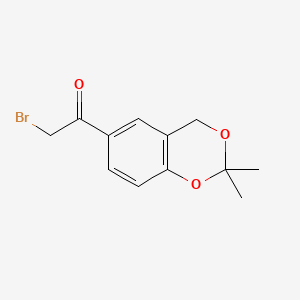 2-Bromo-1-(2,2-dimethyl-4H-benzo[d][1,3]dioxin-6-yl)ethanone chemical structure (CAS 102293-80-1)