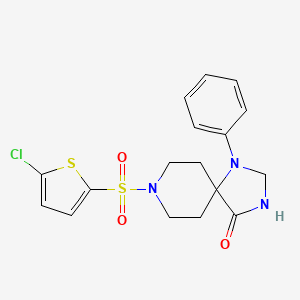 8-((5-Chlorothiophen-2-yl)sulfonyl)-1-phenyl-1,3,8-triazaspiro[4.5]decan-4-one chemical structure (CAS 1023043-30-2)