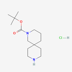 tert-Butyl 2,9-diazaspiro[5.5]undecane-2-carboxylate hydrochloride chemical structure (CAS 1023301-88-3)