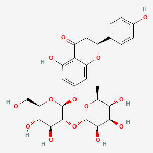 (S)-7-(((2S,3R,4S,5S,6R)-4,5-Dihydroxy-6-(hydroxymethyl)-3-(((2S,3R,4R,5R,6S)-3,4,5-trihydroxy-6-methyltetrahydro-2H-pyran-2-yl)oxy)tetrahydro-2H-pyran-2-yl)oxy)-5-hydroxy-2-(4-hydroxyphenyl)chroman-4-one chemical structure (CAS 10236-47-2)