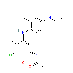 N-(5-Chloro-3-((4-(diethylamino)-2-methylphenyl)imino)-4-methyl-6-oxocyclohexa-1,4-dien-1-yl)acetamide chemical structure (CAS 102387-48-4)