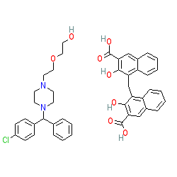 2-(2-(4-((4-Chlorophenyl)(phenyl)methyl)piperazin-1-yl)ethoxy)ethan-1-ol 4,4'-methylenebis(3-hydroxy-2-naphthoate) chemical structure (CAS 10246-75-0)