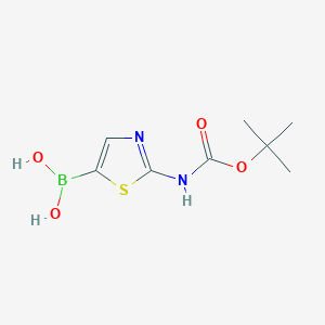 [2-[(2-methylpropan-2-yl)oxycarbonylamino]-1,3-thiazol-5-yl]boronic acid chemical structure (CAS 1025492-91-4)
