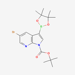 tert-Butyl 5-bromo-3-(4,4,5,5-tetramethyl-1,3,2-dioxaborolan-2-yl)-1H-pyrrolo[2,3-b]pyridine-1-carboxylate chemical structure (CAS 1025719-14-5)