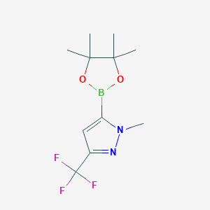 1-Methyl-5-(4,4,5,5-tetramethyl-1,3,2-dioxaborolan-2-yl)-3-(trifluoromethyl)-1H-pyrazole chemical structure (CAS 1025719-23-6)