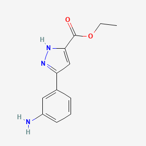 5-(3-Amino-phenyl)-1H-pyrazole-3-carboxylicacidethylester chemical structure (CAS 1025724-78-0)