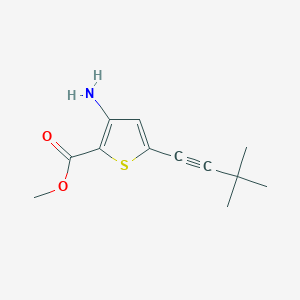 Methyl 3-amino-5-(3,3-dimethylbut-1-yn-1-yl)thiophene-2-carboxylate chemical structure (CAS 1026785-75-0)