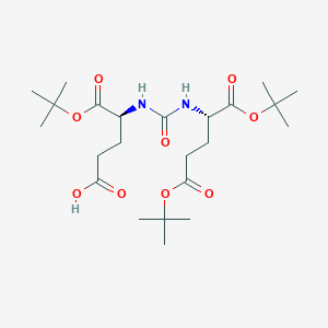 (S)-5-tert-Butoxy-4-(3-((S)-1,5-di-tert-butoxy-1,5-dioxopentan-2-yl)ureido)-5-oxopentanoic acid chemical structure (CAS 1026987-94-9)