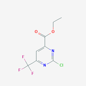 Ethyl 2-chloro-6-(trifluoromethyl)pyrimidine-4-carboxylate chemical structure (CAS 1027059-34-2)