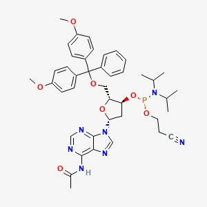 (2R,3S,5R)-5-(6-Acetamido-9H-purin-9-yl)-2-((bis(4-methoxyphenyl)(phenyl)methoxy)methyl)tetrahydrofuran-3-yl (2-cyanoethyl) diisopropylphosphoramidite chemical structure (CAS 1027734-01-5)
