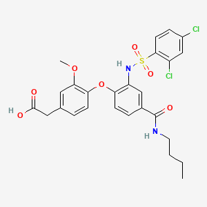 2-(4-(4-(Butylcarbamoyl)-2-((2,4-dichlorophenyl)sulfonamido)phenoxy)-3-methoxyphenyl)acetic acid chemical structure (CAS 1027847-67-1)