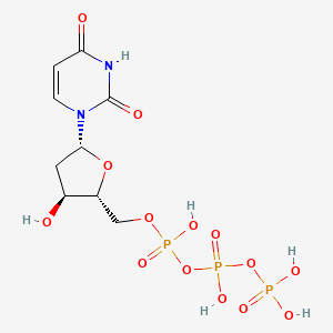 Sodium ((2R,3S,5R)-5-(2,4-dioxo-3,4-dihydropyrimidin-1(2H)-yl)-3-hydroxytetrahydrofuran-2-yl)methyl triphosphate chemical structure (CAS 102814-08-4)