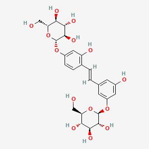 (2S,3R,4S,5S,6R)-2-(3-Hydroxy-4-((E)-3-hydroxy-5-(((2S,3R,4S,5S,6R)-3,4,5-trihydroxy-6-(hydroxymethyl)tetrahydro-2H-pyran-2-yl)oxy)styryl)phenoxy)-6-(hydroxymethyl)tetrahydro-2H-pyran-3,4,5-triol chemical structure (CAS 102841-42-9)