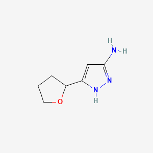 5-(Tetrahydrofuran-2-yl)-1H-pyrazol-3-amine chemical structure (CAS 1028843-21-1)