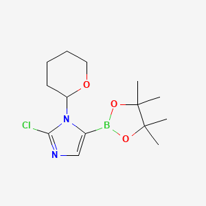 2-Chloro-1-(tetrahydro-2H-pyran-2-yl)-5-(4,4,5,5-tetramethyl-1,3,2-dioxaborolan-2-yl)-1H-imidazole chemical structure (CAS 1029684-36-3)
