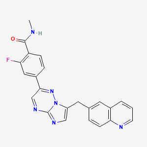 2-Fluoro-N-methyl-4-(7-(quinolin-6-ylmethyl)imidazo[1,2-b][1,2,4]triazin-2-yl)benzamide chemical structure (CAS 1029712-80-8)