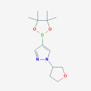 1-(Tetrahydrofuran-3-yl)-4-(4,4,5,5-tetramethyl-1,3,2-dioxaborolan-2-yl)-1H-pyrazole chemical structure (CAS 1029715-63-6)