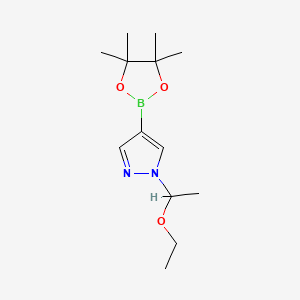 1-(1-Ethoxyethyl)-4-(4,4,5,5-tetramethyl-1,3,2-dioxaborolan-2-yl)-1H-pyrazole chemical structure (CAS 1029716-44-6)