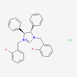(4S,5S)-1,3-Bis(2-fluorobenzyl)-4,5-diphenyl-4,5-dihydro-1H-imidazol-3-ium chloride chemical structure (CAS 1033618-38-0)