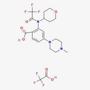 4-(4-Methylpiperazin-1-yl)-2-(2,2,2-trifluoro-N-(tetrahydro-2H-pyran-4-yl)acetamido)benzoic acid 2,2,2-trifluoroacetate chemical structure (CAS 1034975-62-6)