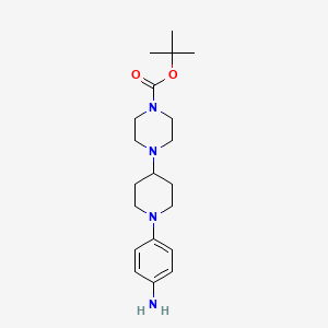 tert-Butyl 4-(1-(4-aminophenyl)piperidin-4-yl)piperazine-1-carboxylate chemical structure (CAS 1036488-14-8)