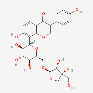 8-((2S,3R,4R,5S,6R)-6-((((2R,3R,4R)-3,4-Dihydroxy-4-(hydroxymethyl)tetrahydrofuran-2-yl)oxy)methyl)-3,4,5-trihydroxytetrahydro-2H-pyran-2-yl)-7-hydroxy-3-(4-hydroxyphenyl)-4H-chromen-4-one chemical structure (CAS 103654-50-8)