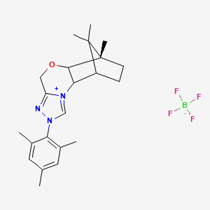 (5aS,6R,9S,9aR)-2-Mesityl-6,11,11-trimethyl-5a,6,7,8,9,9a-hexahydro-4H-6,9-methanobenzo[b][1,2,4]triazolo[4,3-d][1,4]oxazin-2-ium tetrafluoroborate chemical structure (CAS 1037287-79-8)