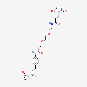 3-(2,5-Dioxo-2,5-dihydro-1H-pyrrol-1-yl)-N-(2-(2-(3-oxo-3-((4-(3-oxo-3-(2-oxoazetidin-1-yl)propyl)phenyl)amino)propoxy)ethoxy)ethyl)propanamide chemical structure (CAS 1037589-69-7)