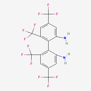 (R)-4,4',6,6'-Tetrakis(trifluoromethyl)-[1,1'-biphenyl]-2,2'-diamine chemical structure (CAS 1037800-48-8)