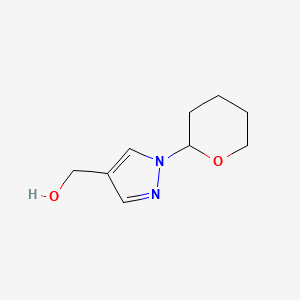 (1-(Tetrahydro-2H-pyran-2-yl)-1H-pyrazol-4-yl)methanol chemical structure (CAS 1038392-13-0)