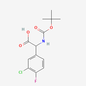 3-Chloro-a-(Boc-amino)-4-fluorobenzeneacetic acid chemical structure (CAS 1038817-56-9)