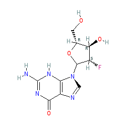 2-Amino-9-((2R,3S,4R,5R)-3-fluoro-4-hydroxy-5-(hydroxymethyl)tetrahydrofuran-2-yl)-1H-purin-6(9H)-one chemical structure (CAS 103884-98-6)