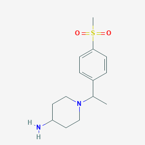 1-(1-(4-(Methylsulfonyl)phenyl)ethyl)piperidin-4-amine chemical structure (CAS 1038973-85-1)