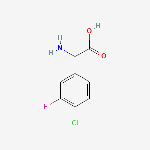 2-Amino-2-(4-chloro-3-fluorophenyl)acetic acid chemical structure (CAS 1039338-62-9)