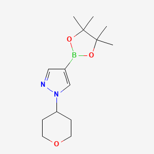 1-(Tetrahydro-2H-pyran-4-yl)-4-(4,4,5,5-tetramethyl-1,3,2-dioxaborolan-2-yl)-1H-pyrazole chemical structure (CAS 1040377-03-4)
