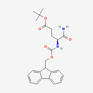 (S)-tert-Butyl 4-((((9H-fluoren-9-yl)methoxy)carbonyl)amino)-5-amino-5-oxopentanoate chemical structure (CAS 104090-92-8)