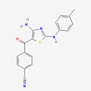 4-(4-Amino-2-(p-tolylamino)thiazole-5-carbonyl)benzonitrile chemical structure (CAS 1042735-18-1)
