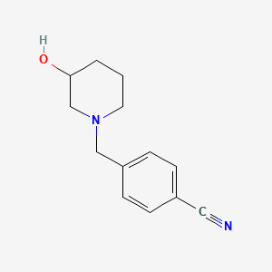4-((3-Hydroxypiperidin-1-yl)methyl)benzonitrile chemical structure (CAS 1044769-69-8)