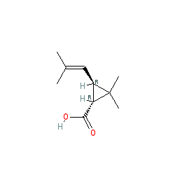 2,2-Dimethyl-3-(2-methylprop-1-en-1-yl)cyclopropanecarboxylic acid chemical structure (CAS 10453-89-1)