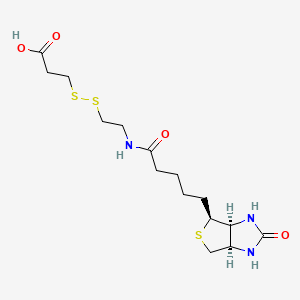 3-((2-(5-((3aS,4S,6aR)-2-Oxohexahydro-1H-thieno[3,4-d]imidazol-4-yl)pentanamido)ethyl)disulfanyl)propanoic acid chemical structure (CAS 104582-29-8)