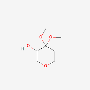 4,4-Dimethoxytetrahydro-2H-pyran-3-ol chemical structure (CAS 104681-92-7)