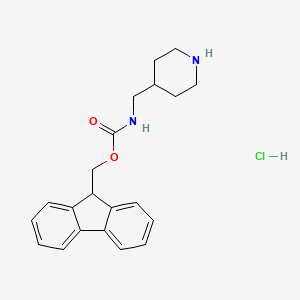 (9H-Fluoren-9-yl)methyl (piperidin-4-ylmethyl)carbamate hydrochloride chemical structure (CAS 1049729-27-2)