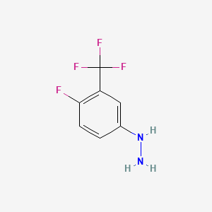 (4-Fluoro-3-(trifluoromethyl)phenyl)hydrazine chemical structure (CAS 105224-02-0)