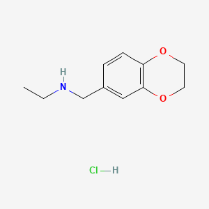 N-((2,3-Dihydrobenzo[b][1,4]dioxin-6-yl)methyl)ethanamine hydrochloride chemical structure (CAS 1052543-02-8)