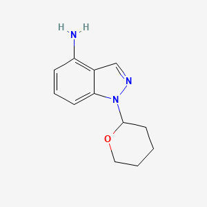 1-(Tetrahydro-2H-pyran-2-yl)-1H-indazol-4-amine chemical structure (CAS 1053655-57-4)