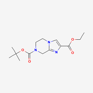 7-tert-Butyl 2-ethyl 5,6-dihydroimidazo[1,2-a]pyrazine-2,7(8H)-dicarboxylate chemical structure (CAS 1053656-22-6)