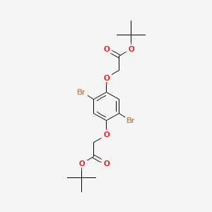 Di-tert-butyl 2,2'-((2,5-dibromo-1,4-phenylene)bis(oxy))diacetate chemical structure (CAS 1054625-64-7)